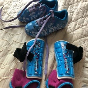 Girls Frozen Cleats and shin guards